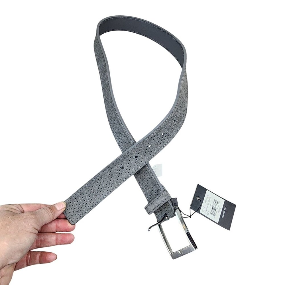 PX Belt Mens 32 Light Gray Genuine Suede Leather *NWT*